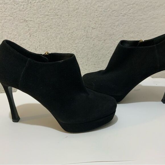 Yves Saint Laurent Paris Black Suede zip Booties Size 37.5 - Picture 2 of 16